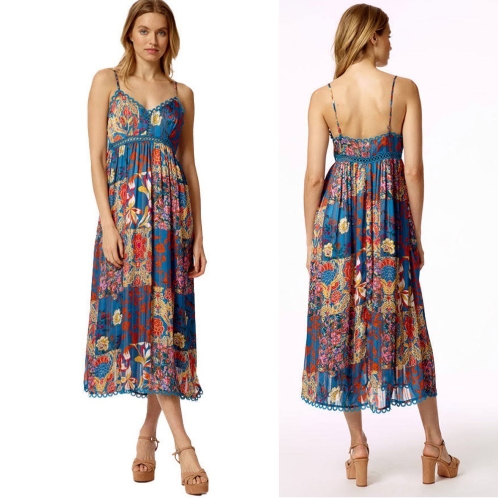 Estellina Floral Patchwork Print Dress In BLUE sz XS
